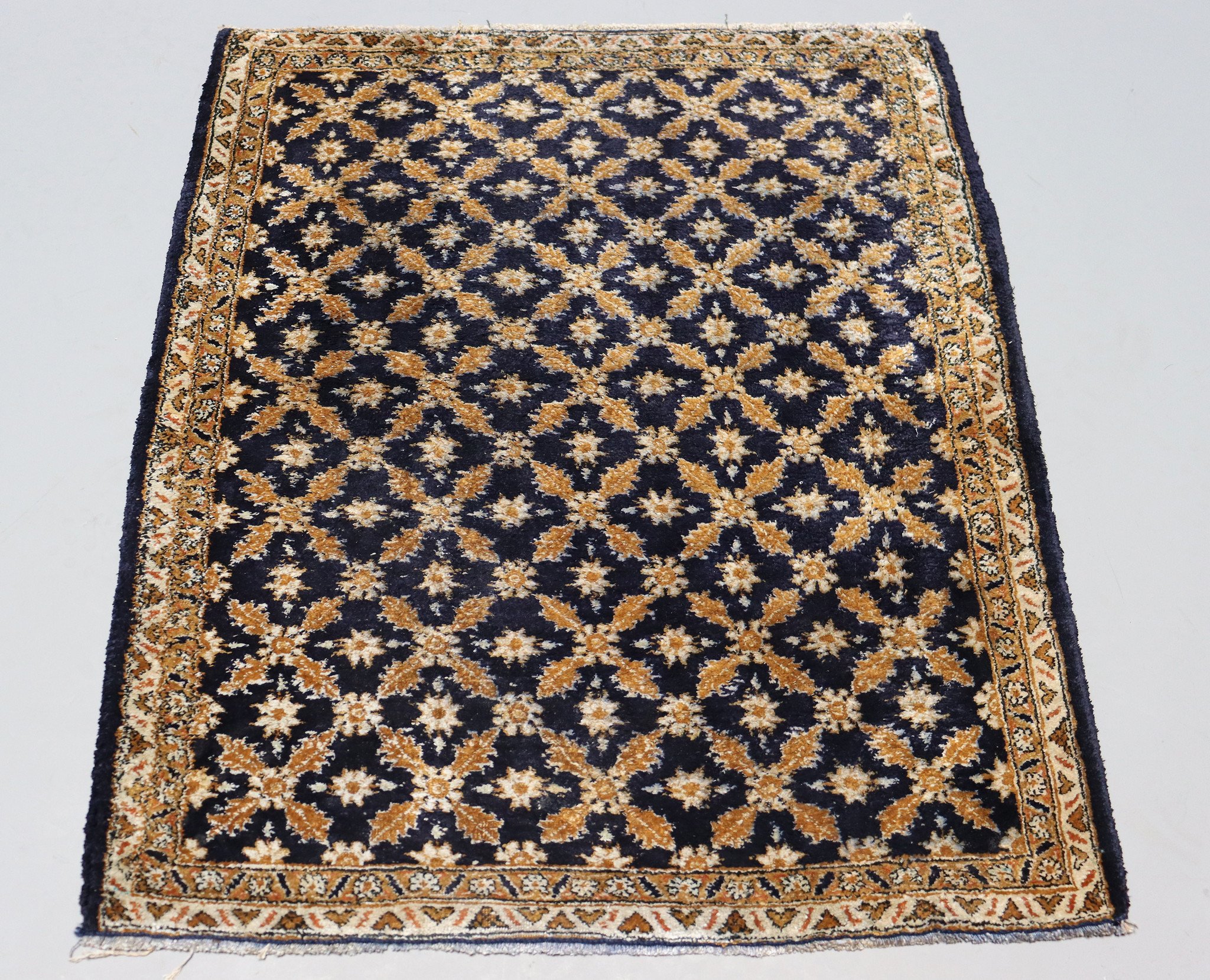 29.5"x24.8 " inch  super fine quality Beautiful and rare  old silk rug,  , late 20th Nr: blue