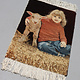 48x34 cm hand-knotted oriental carpet picture carpet tapestry girl with sheep