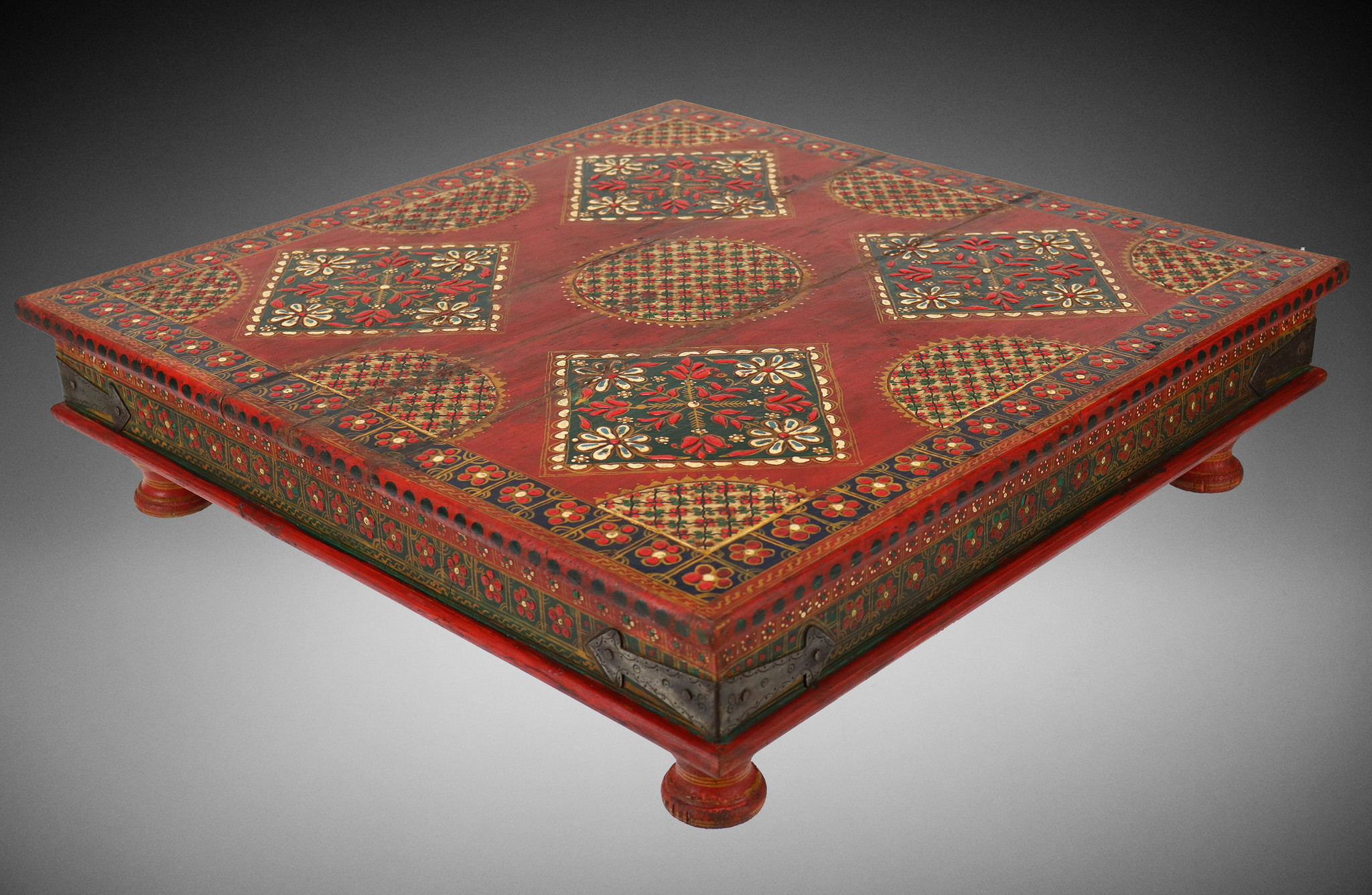 80x80 cm orient vintage hand painted  low tea table Coffee side Table from Afghanistan 22/C