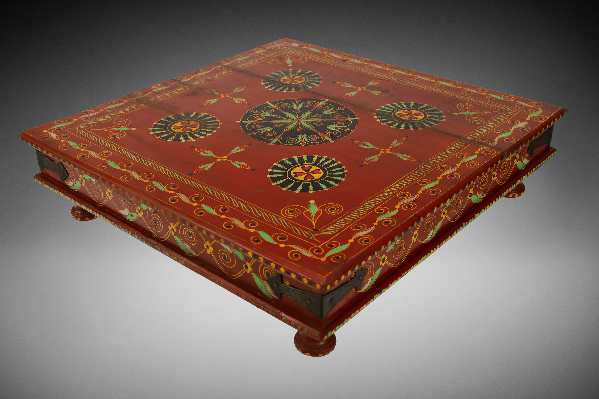 80x80 cm orient vintage hand painted  low tea table Coffee side Table from Afghanistan 22/E