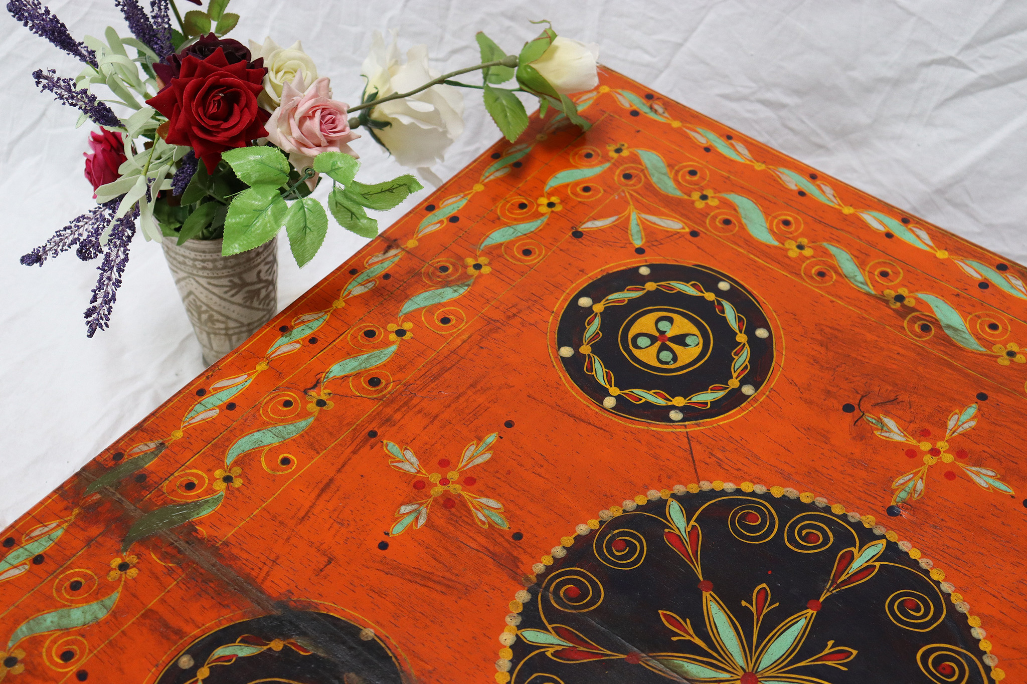 80x80 cm orient vintage hand painted  low tea table Coffee side Table from Afghanistan 22/F