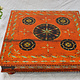 80x80 cm Orient Vintage handbemalter niedriger Teetisch beistelltisch aus Afghanistan 22/F