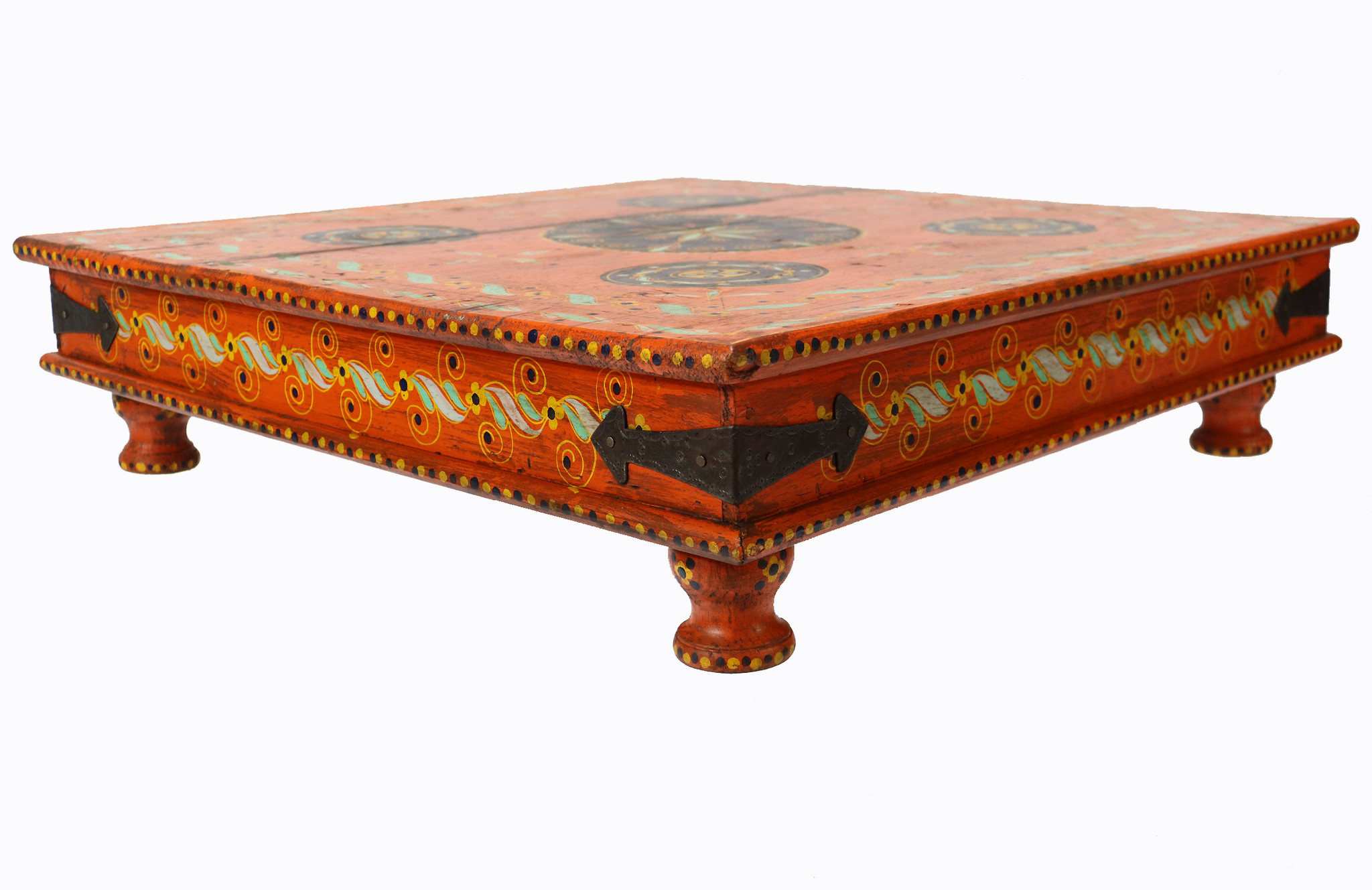 80x80 cm orient vintage hand painted  low tea table Coffee side Table from Afghanistan 22/F
