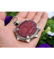 handmade vintage Afghan silver carnelian Necklaces & Pendants withe snake chain Turkmen Afghanistan No-22/WL3