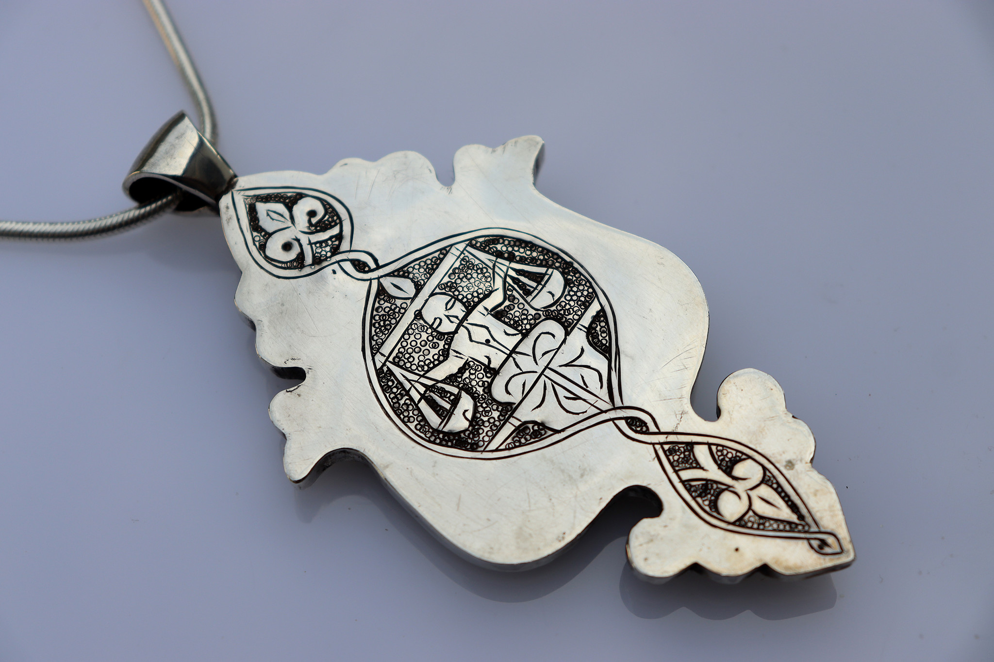 handmade vintage Afghan silver Jade Necklaces & Pendants withe snake chain Turkmen Afghanistan No-22/WL4