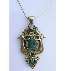 handmade vintage Afghan silver Jade Necklaces & Pendants withe snake chain Turkmen Afghanistan No-22/WL4