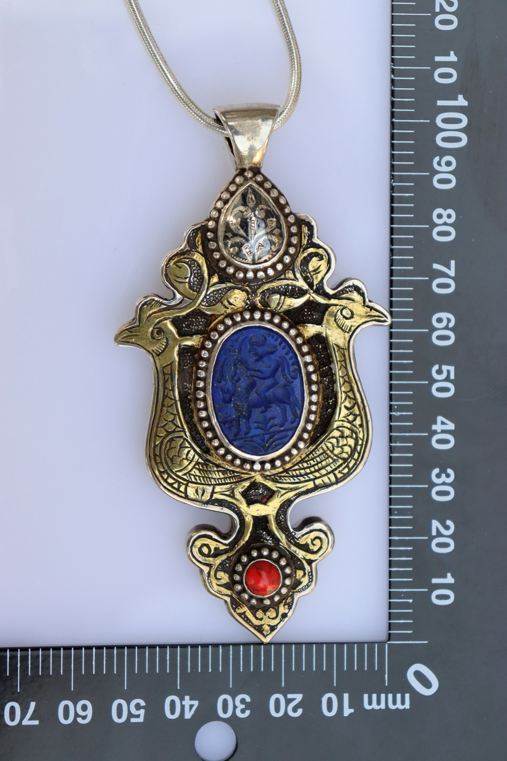 handmade vintage Afghan silver Lapis Necklaces & Pendants withe snake chain Turkmen Afghanistan No-22/WL  5