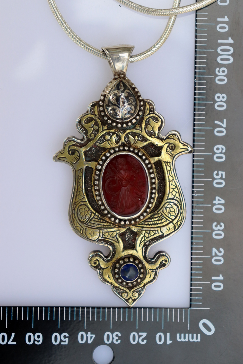 handmade vintage Afghan silver carnelian Necklaces & Pendants withe snake chain Turkmen Afghanistan No-22/WL  6