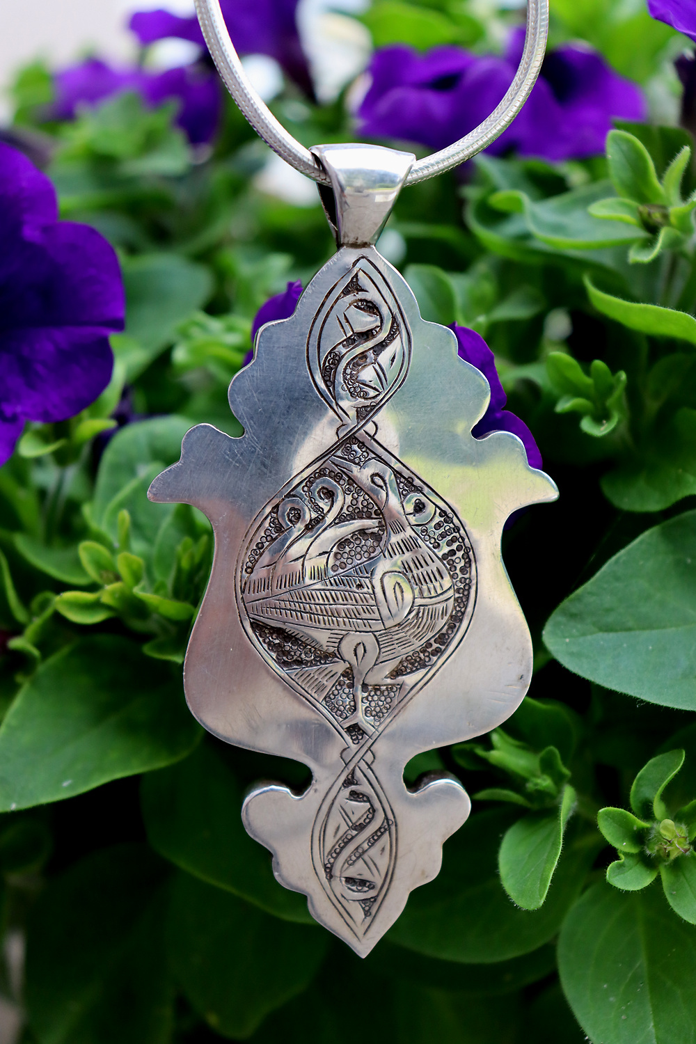 handmade vintage Afghan silver Lapis Necklaces & Pendants withe snake chain Turkmen Afghanistan No-22/WL  - 7