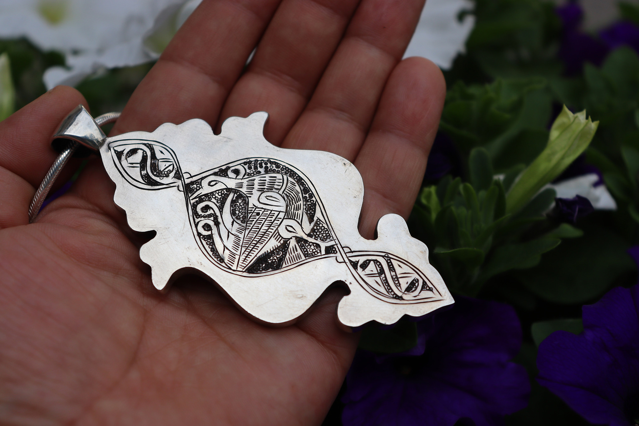 handmade vintage Afghan silver Lapis Necklaces & Pendants withe snake chain Turkmen Afghanistan No-22/WL  - 7