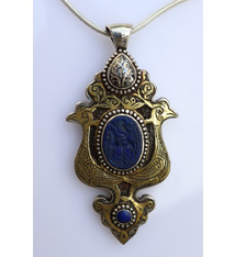handmade vintage Afghan silver Lapis  Necklaces & Pendants withe snake chain Turkmen Afghanistan No-22/WL  - 7