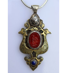 handmade vintage Afghan silver carnelian Necklaces & Pendants withe snake chain Turkmen Afghanistan No-22/WL  - 8