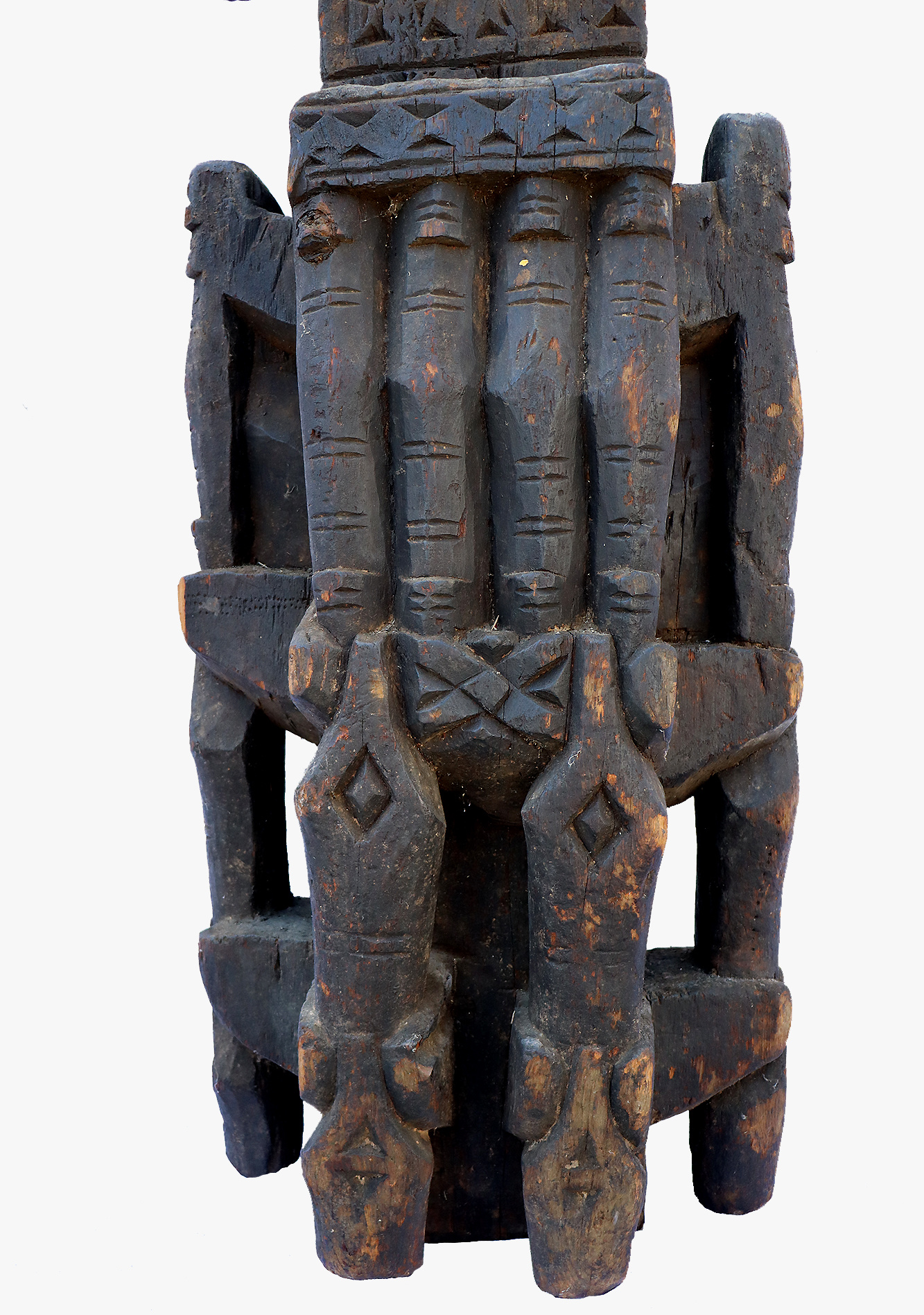 antique  orient solid hand-carved wooden Pillar column from Nuristan Afghanistan kohistan Pakistan  18/19 century  Exklusiv