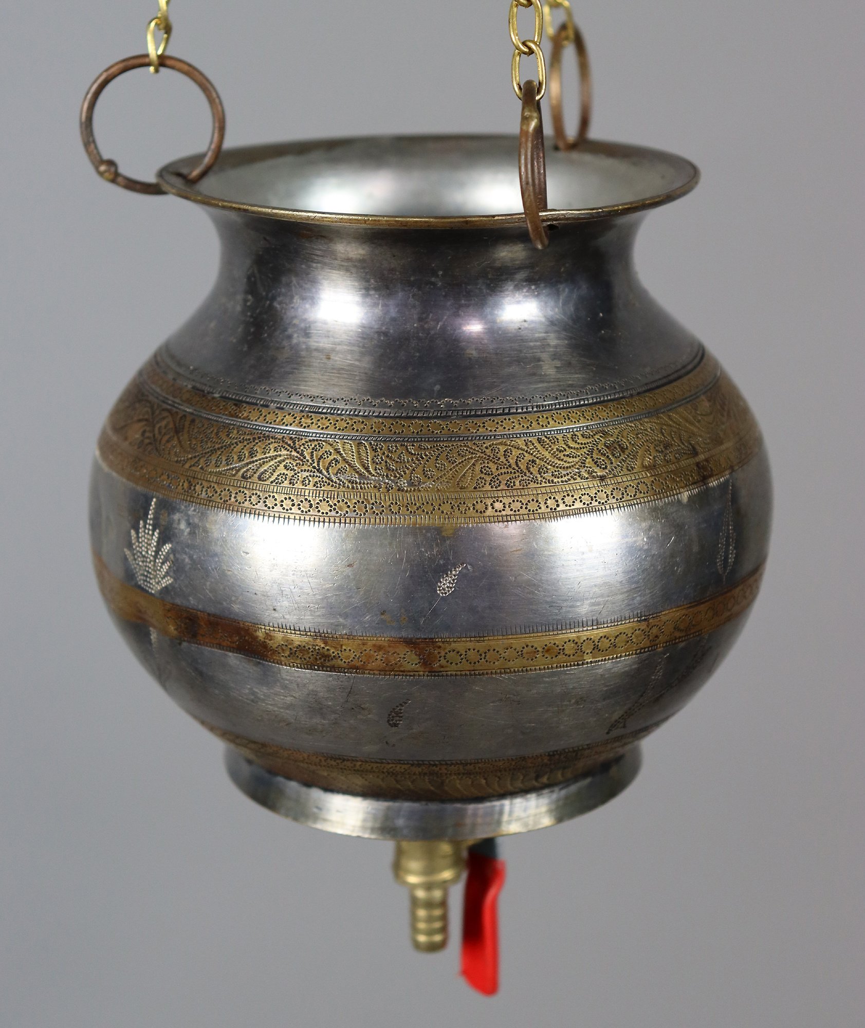 1 liters of antique solid brass orient Ayurvedic Shirodhara Panchakarma oil therapy Yoga Dhara vessel Patra india -No:  Eb/9
