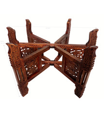 60 cm Egyptian Moroccan Vintage India Table stand Folding Table Base Carved Wooden oriental Coffee H45