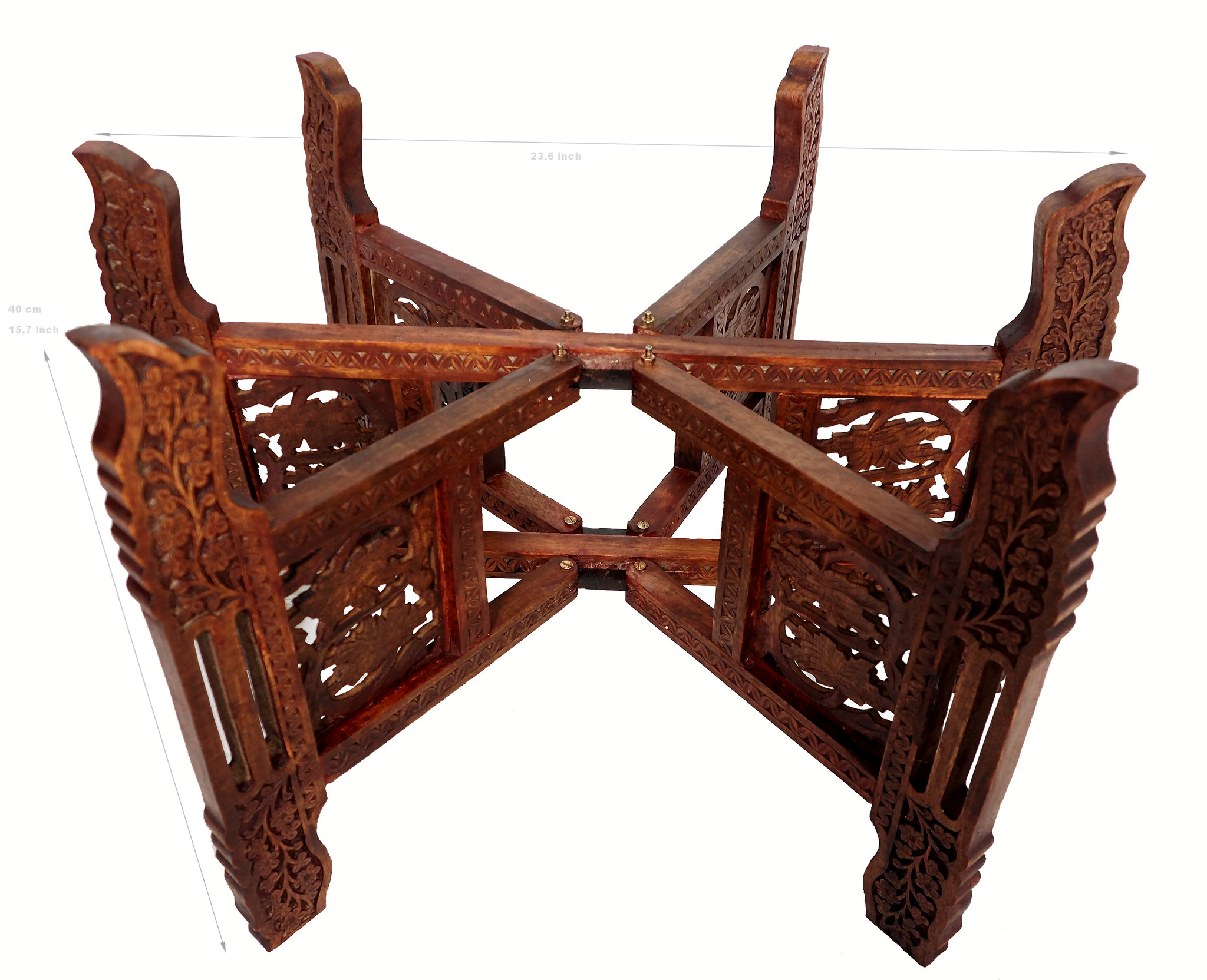 60 Ø Handgeschnitze Tischgestell für orientalische Teetisch zusammenklappbare tisch tablett gestell Massivholz  H45