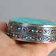 vintage Hand Crafted stunning Afghan Pillbox Box brass turquoise decorated from Afghanistan No:IT55