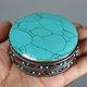 vintage Hand Crafted stunning Afghan Pillbox Box brass turquoise decorated from Afghanistan No:IT55