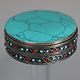 vintage Hand Crafted stunning Afghan Pillbox Box brass turquoise decorated from Afghanistan No:IT55
