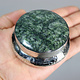 vintage Hand Crafted stunning Afghan Pillbox Box brass Green Jasper Gemstone decorated from Afghanistan No:IT49