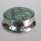 vintage Hand Crafted stunning Afghan Pillbox Box brass Green Jasper Gemstone decorated from Afghanistan No:IT49