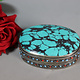 vintage Hand Crafted stunning Afghan Pillbox Box brass Turquoise Gemstone decorated from Afghanistan No:IT48