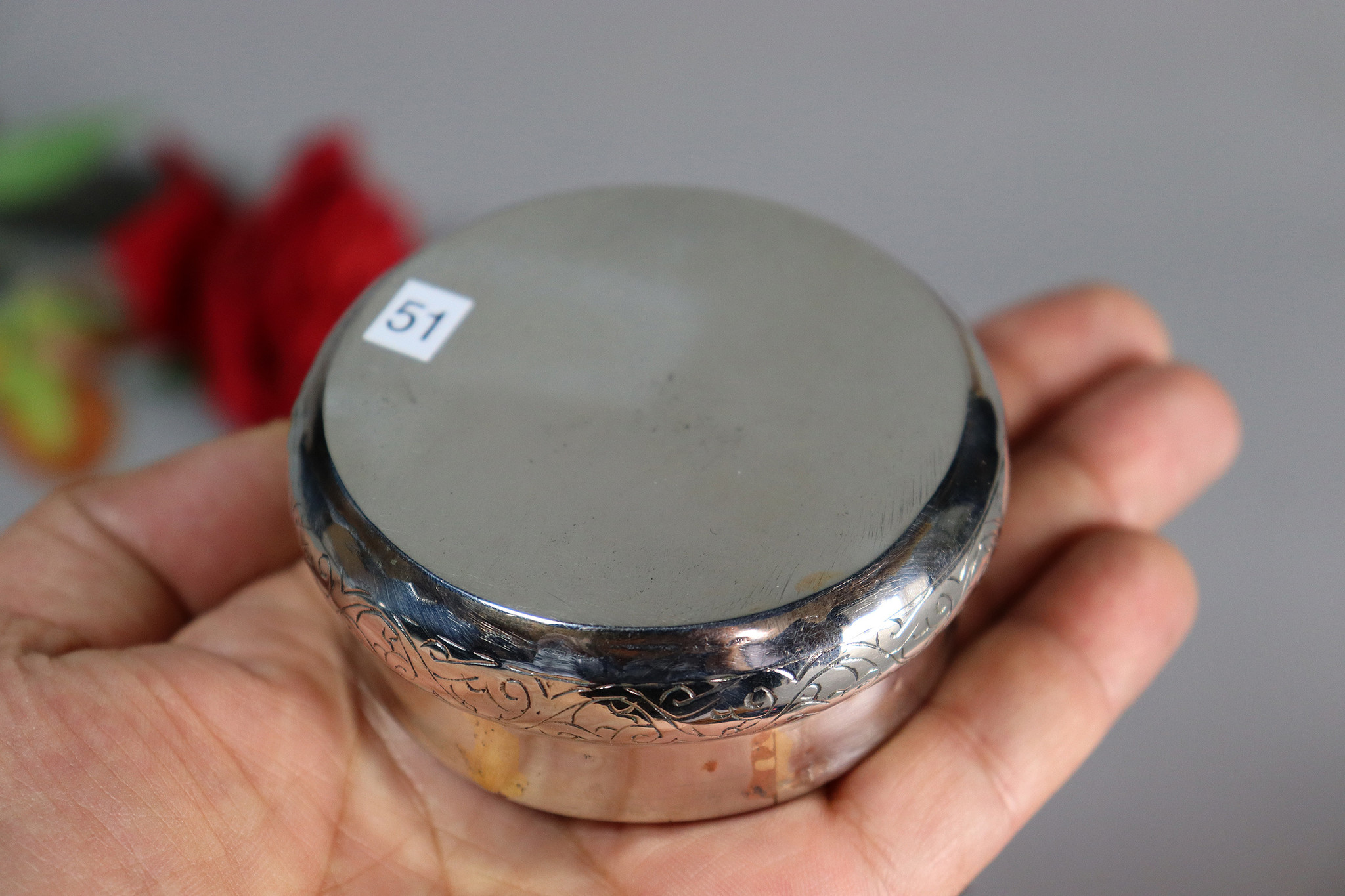 vintage Hand Crafted stunning Afghan Pillbox Box brass Lapis lazuli Gemstone decorated from Afghanistan No:IT51-60