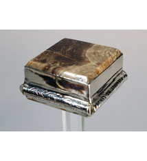 vintage Hand Crafted stunning Afghan Pillbox Box brass brown jaspe Gemstone decorated from Afghanistan No:IT53