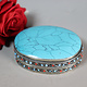 vintage Hand Crafted stunning Afghan Pillbox Box brass Turquoise Gemstone decorated from Afghanistan No:IT52