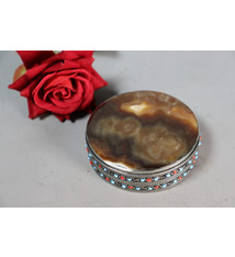 Extravagant handgefertigte messing Achat büchse Schmuck Dose schatulle Kiste schmuckkiste Afghanistan Nr-IT50