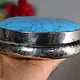 vintage Hand Crafted stunning Afghan Pillbox Box brass turquoise decorated from Afghanistan No:IT58