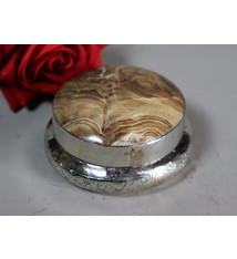 Extravagant handgefertigte messing Braun Jaspis-Edelstein büchse Schmuck Dose schatulle Kiste schmuckkiste Afghanistan Nr-IT59