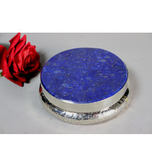 Extravagant handgefertigte messing Lapis Lazuli büchse Schmuck Dose schatulle Kiste schmuckkiste Afghanistan Nr-IT62