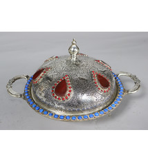 Extravagant handmade  oriental nickel silver entree dishes Bowl Tureen With Lid And Handles from Afghanistan No:K