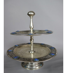 Vintage Extravagant islamic nickel silver 2-Tier cake stand Etagere  from Afghanistan
