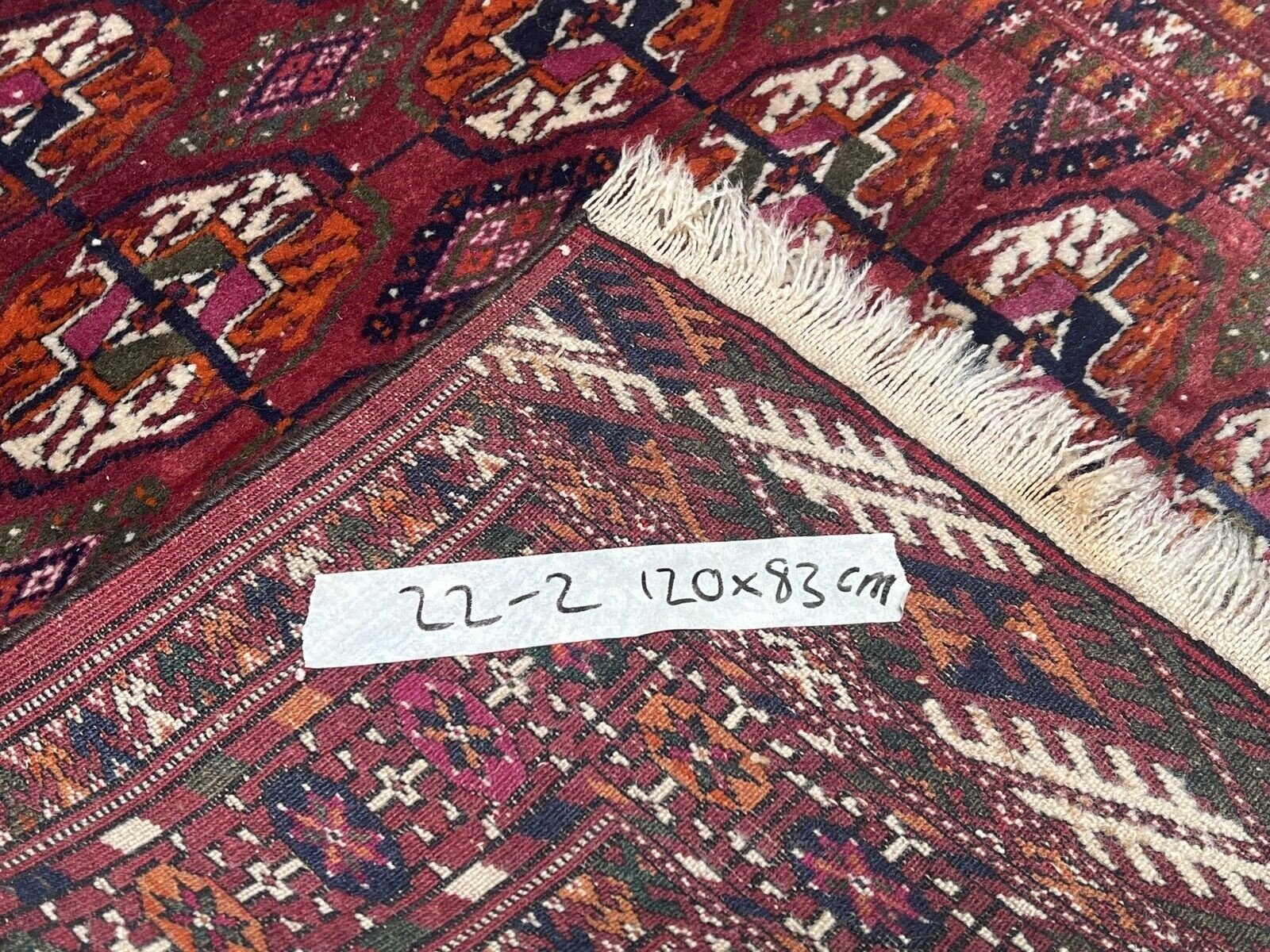 120x83 cm antique ersari hand-knotted  turkmen  bukhara  carpet. 22/2