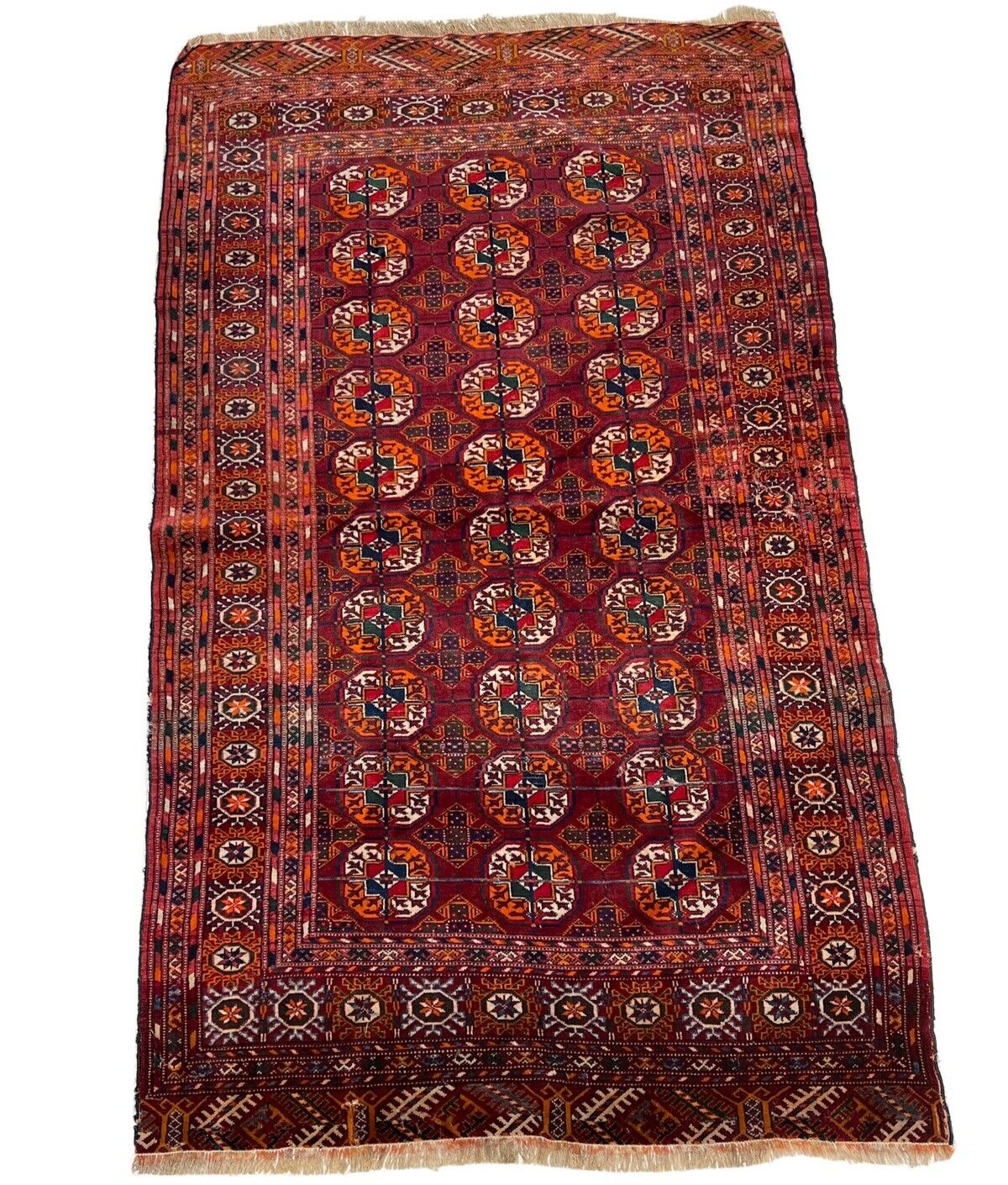 200x115 cm antique ersari hand-knotted  turkmen  bukhara  carpet. 22/5