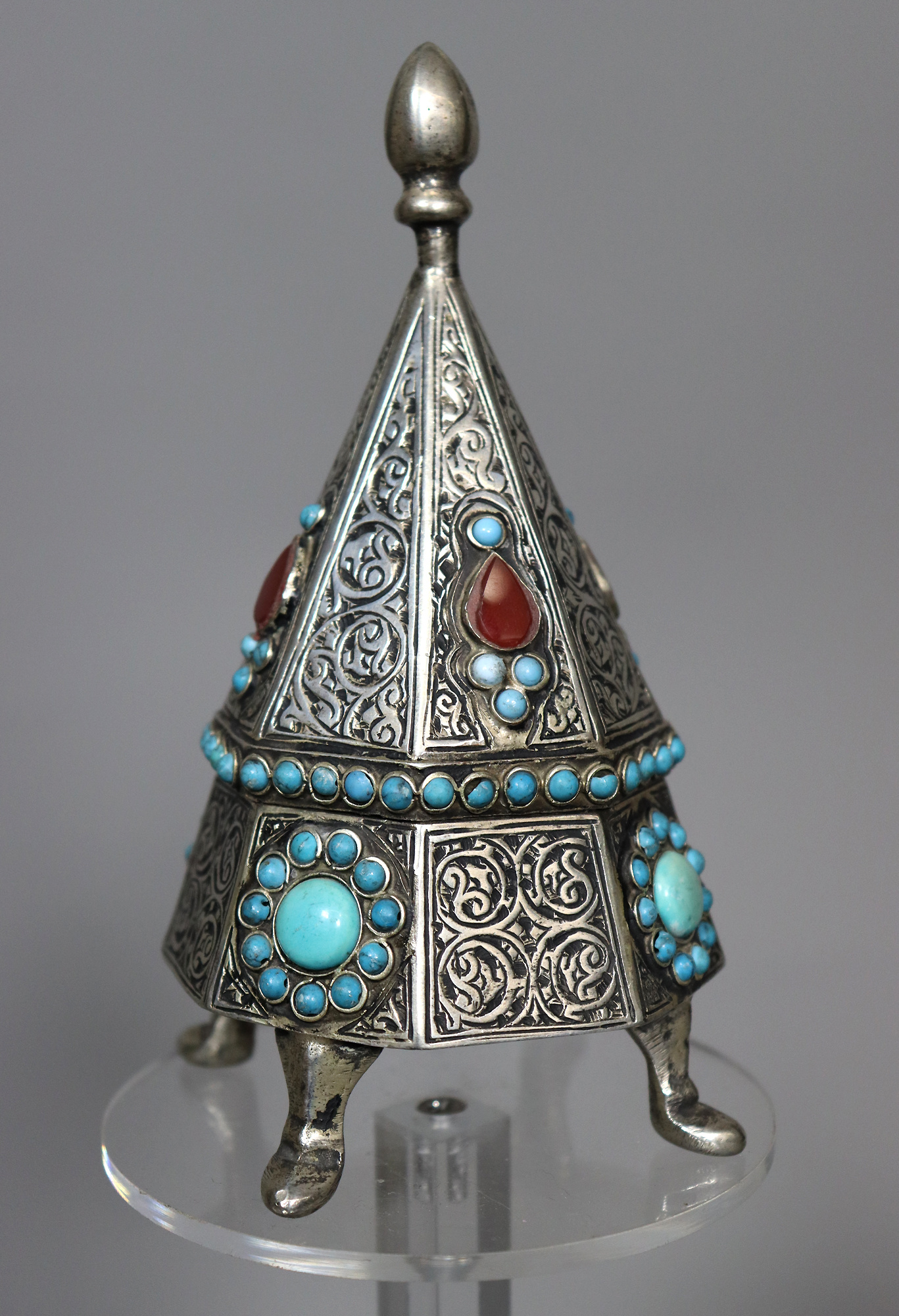 Neusilber Entree - büchse Schmuckdose schatulle  dose aus Afghanistan pyramide 22/B