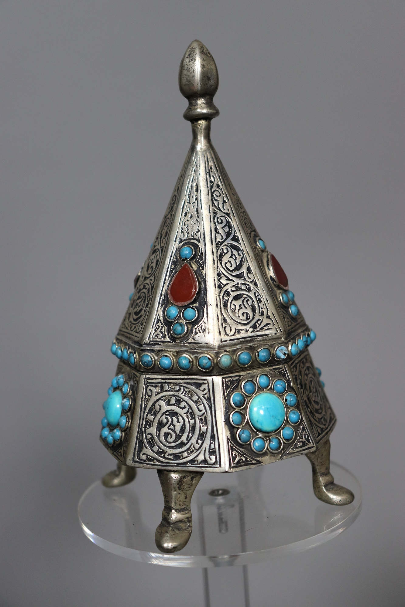 nickel silver box jewelry box casket Lidded Box / Bowl entree dishes Bowl Tureen With Lid  from Afghanistan pyramid 21/A