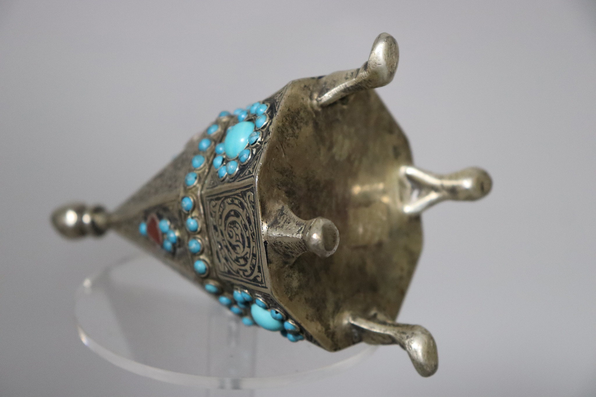 nickel silver box jewelry box casket Lidded Box / Bowl entree dishes Bowl Tureen With Lid  from Afghanistan pyramid 21/A