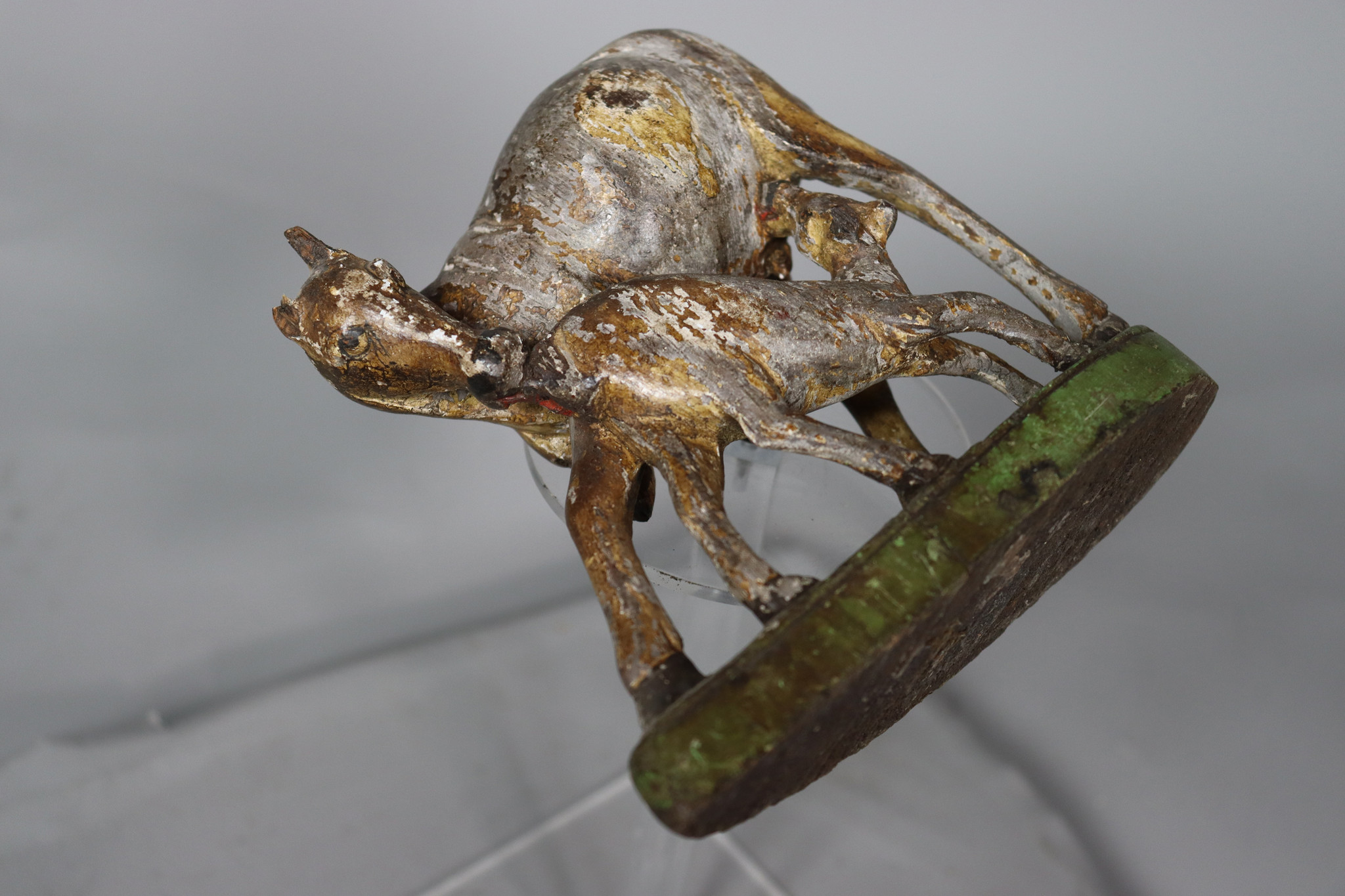 Vintage indische Volkskunst Statue geschnitzte Kamadhenu wunscherfüllende Kuh Holzskulptur Nr:22/C