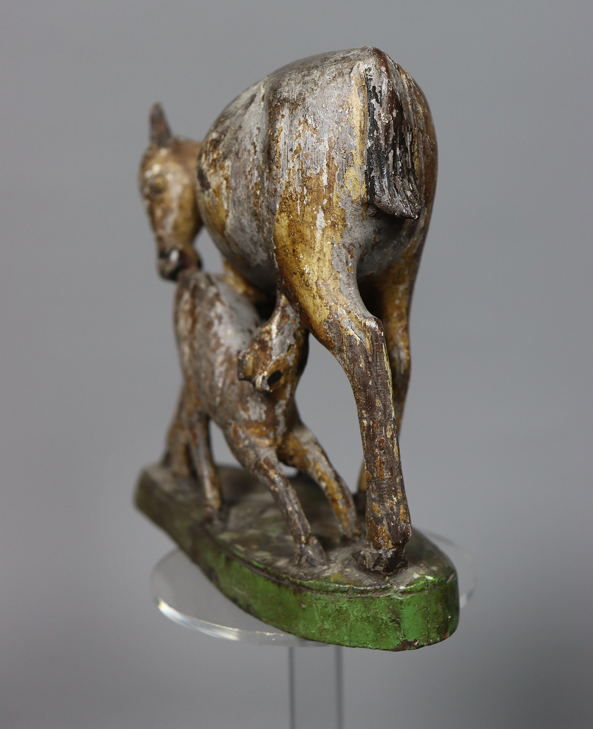 Vintage indische Volkskunst Statue geschnitzte Kamadhenu wunscherfüllende Kuh Holzskulptur Nr:22/C