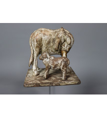 Vintage indische Volkskunst Statue geschnitzte Kamadhenu wunscherfüllende Kuh Holzskulptur Nr:22/B