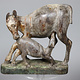 Vintage indische Volkskunst Statue geschnitzte Kamadhenu wunscherfüllende Kuh Holzskulptur Nr:22/A