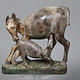 Vintage indische Volkskunst Statue geschnitzte Kamadhenu wunscherfüllende Kuh Holzskulptur Nr:22/A