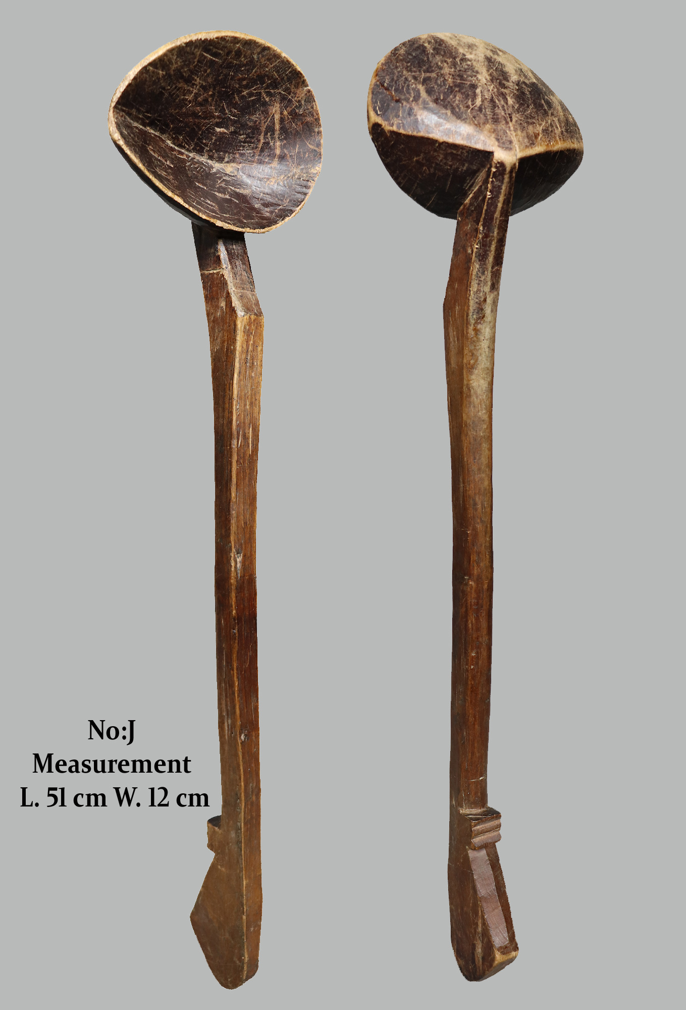 Antique large serving spoons from Afghanistan Nuristan with a beautiful rich patina