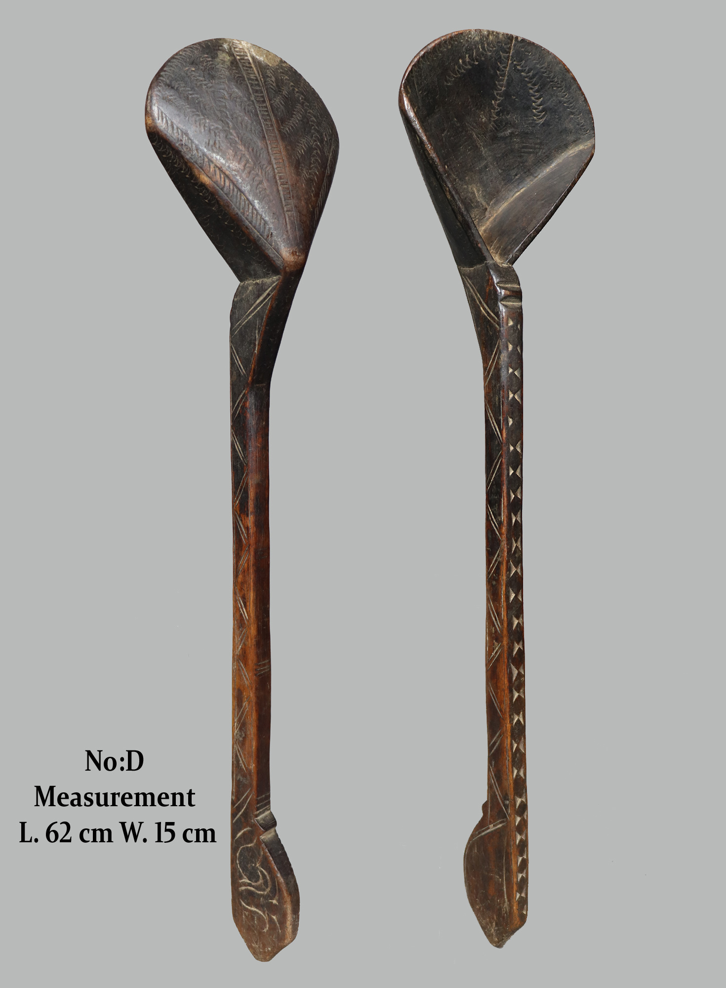 Antique large serving spoons from Afghanistan Nuristan with a beautiful rich patina