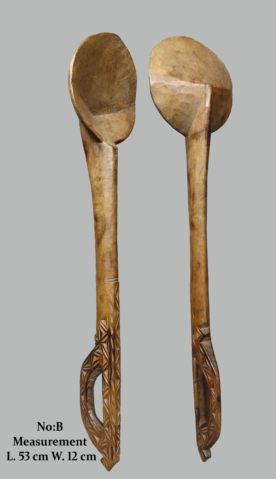 Antique large serving spoons from Afghanistan Nuristan with a beautiful rich patina