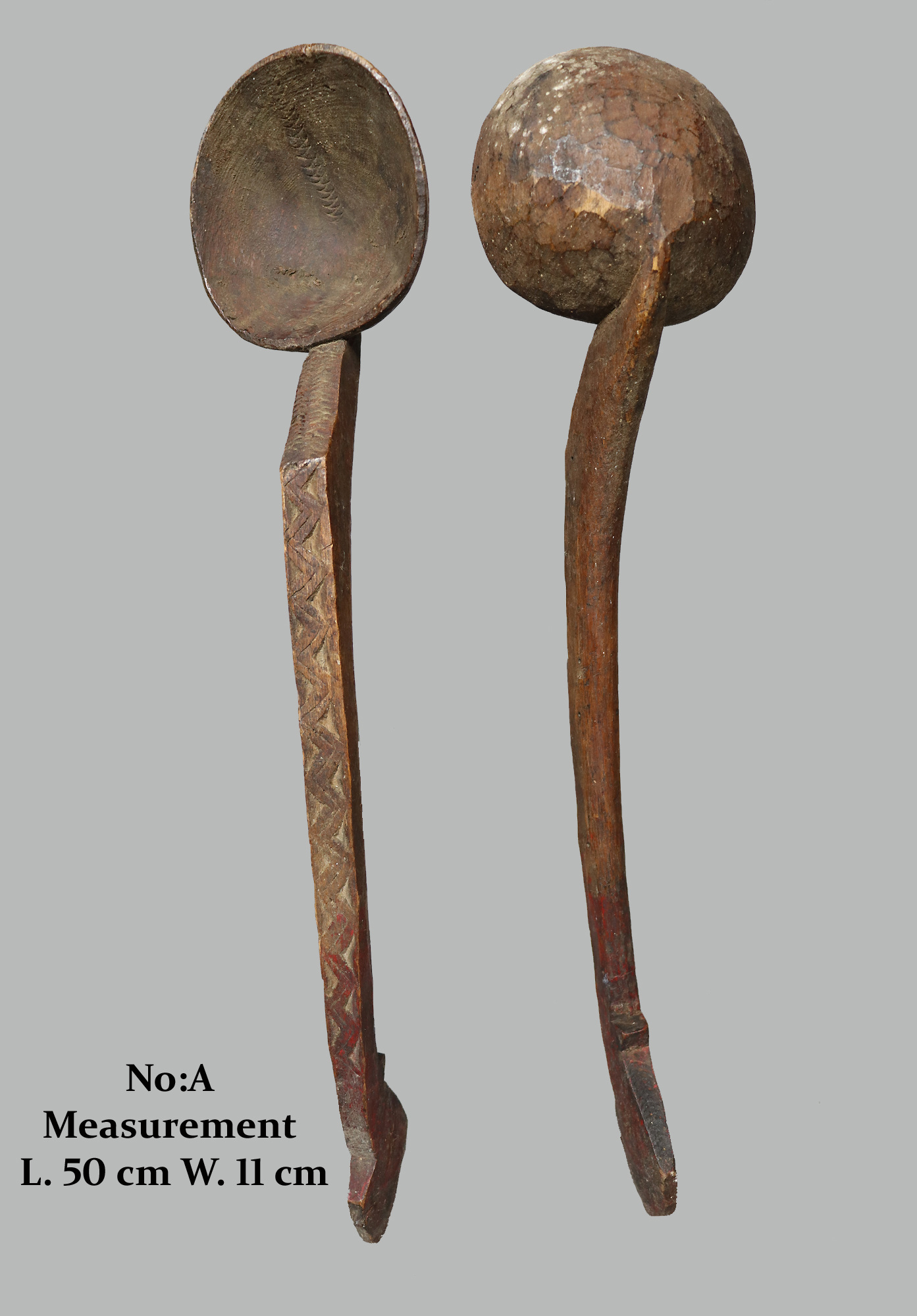 Antique large serving spoons from Afghanistan Nuristan with a beautiful rich patina