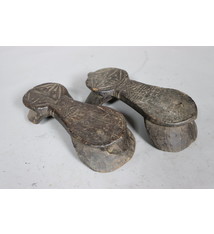 Antik 19. Jh. Pakistan Swat Valley handgefertigte Holz geschnitzte Sandale Nuristan Afghanistan Schuhe Nr.: B
